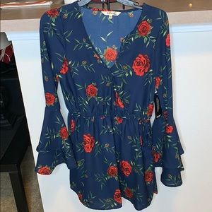 Long-Sleeve Rose Dress